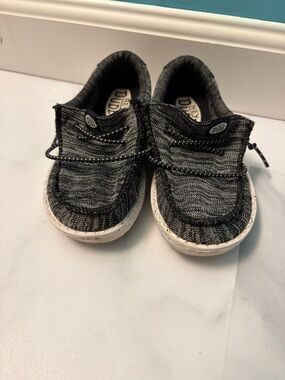 Hey Dude Black Knit Kids Slip-On Sneakers
